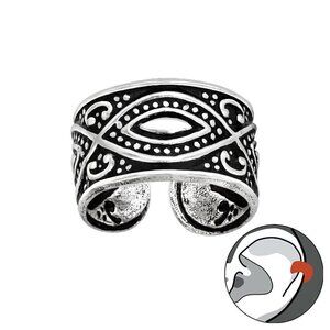 Sterling Silver Patterned Wide Ear Cuff